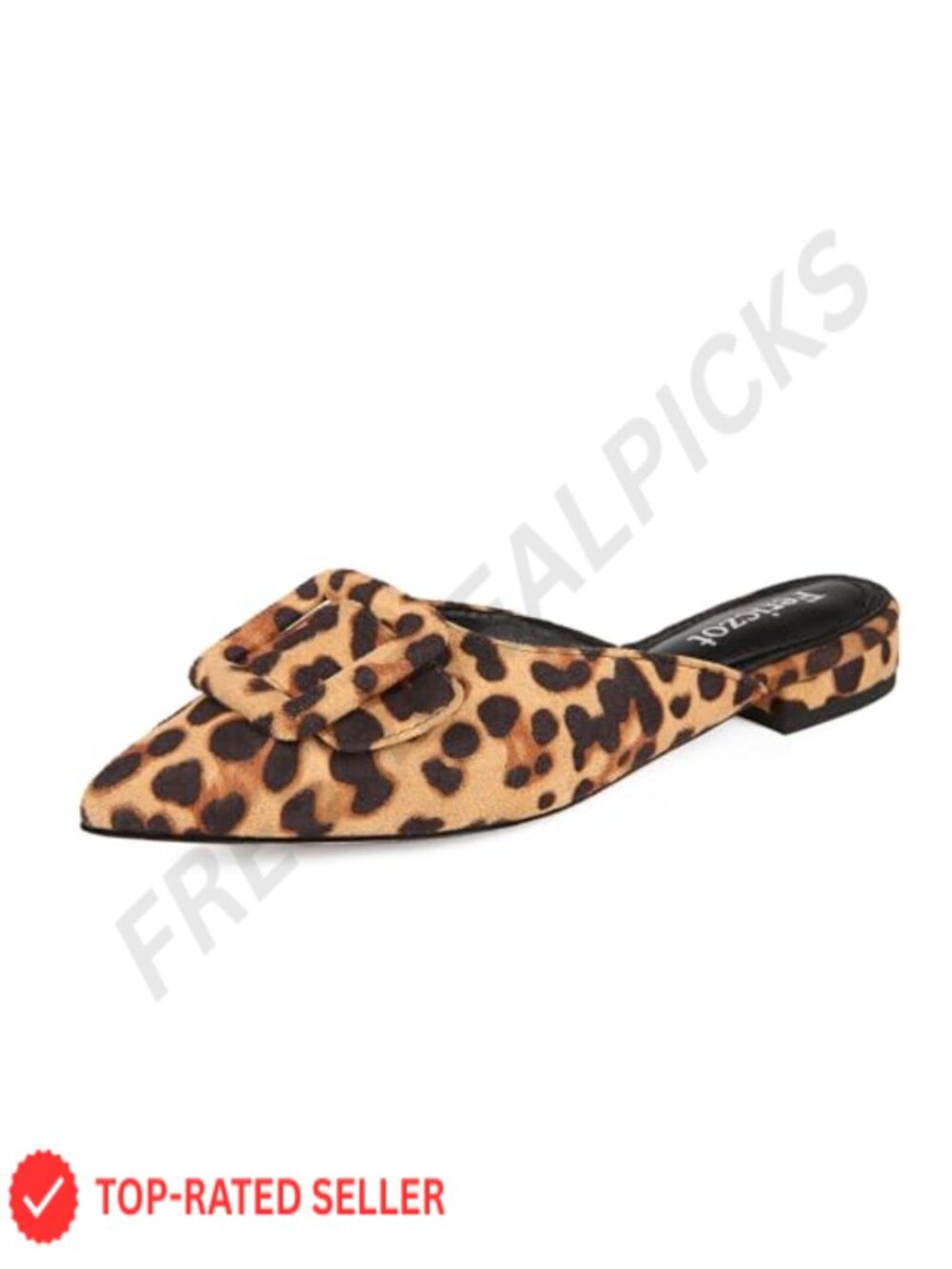 Faux Suede Mule Slippers Buckle Pointed Toe Slip On Loafers